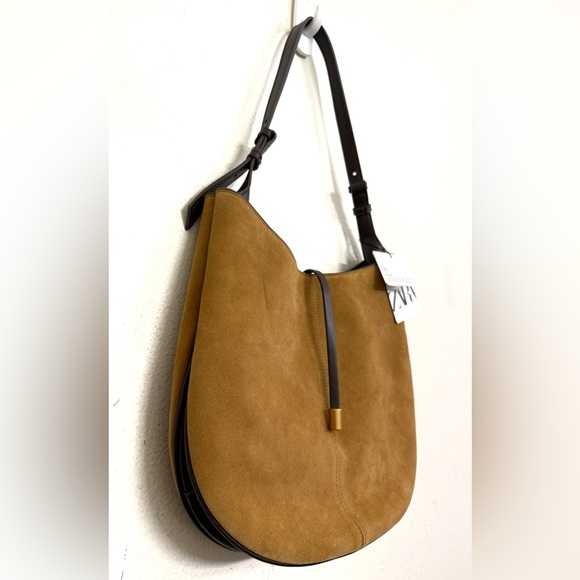 NWT ZARA Suede Leather Shoulder Bag – Brown Cowhide & Camel - Equestrian Boho - Picture 9 of 17